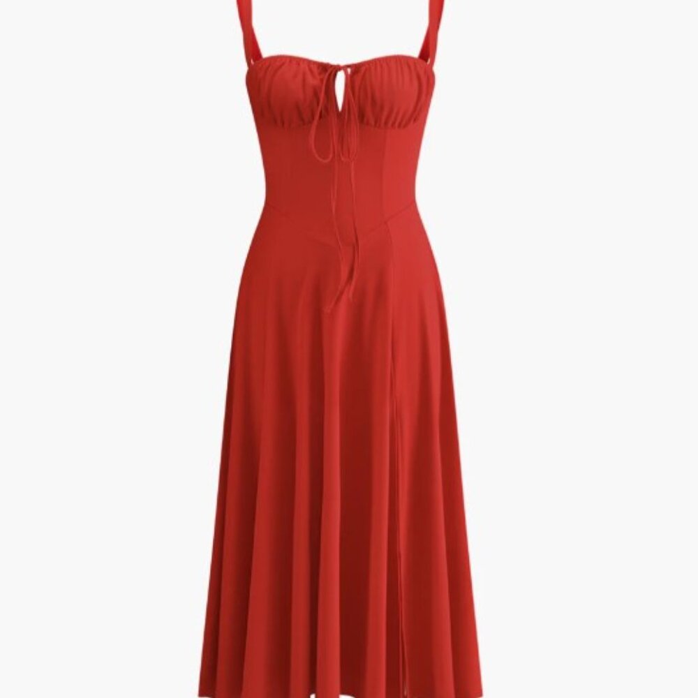 A-Line Tie Front Split Long Dress